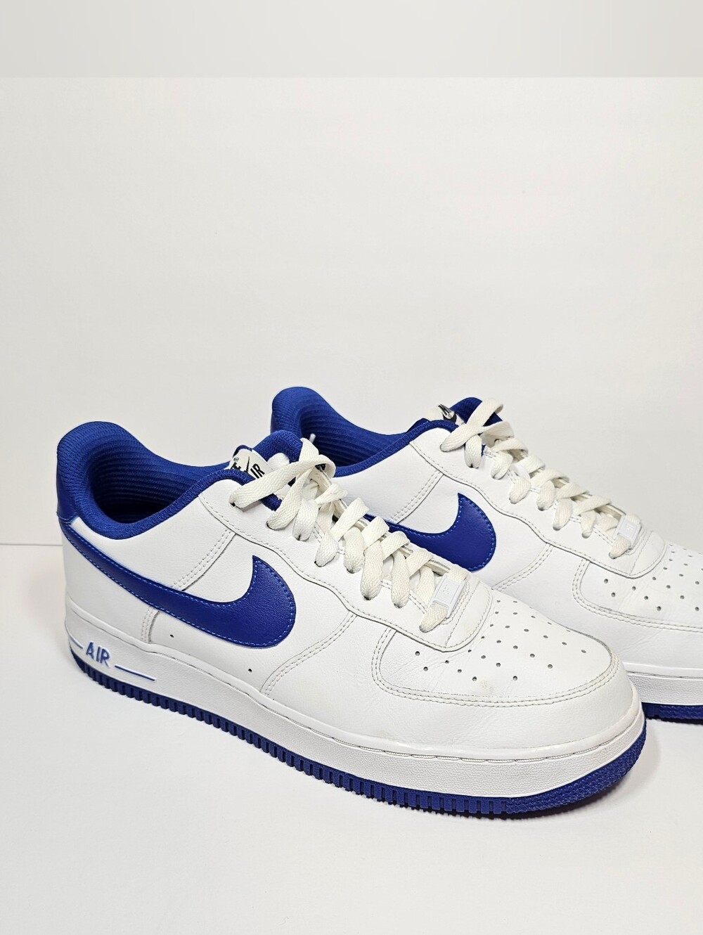 Nike Air Force 1 '07 By You White Royal Blue Leather Sneakers Men's 12 MINT